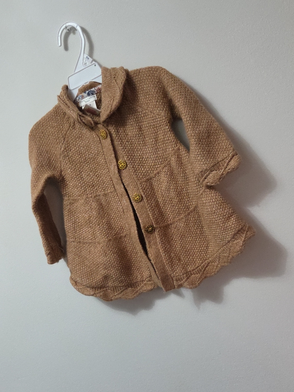 Cozy Camel Knit Hooded Kids Coat